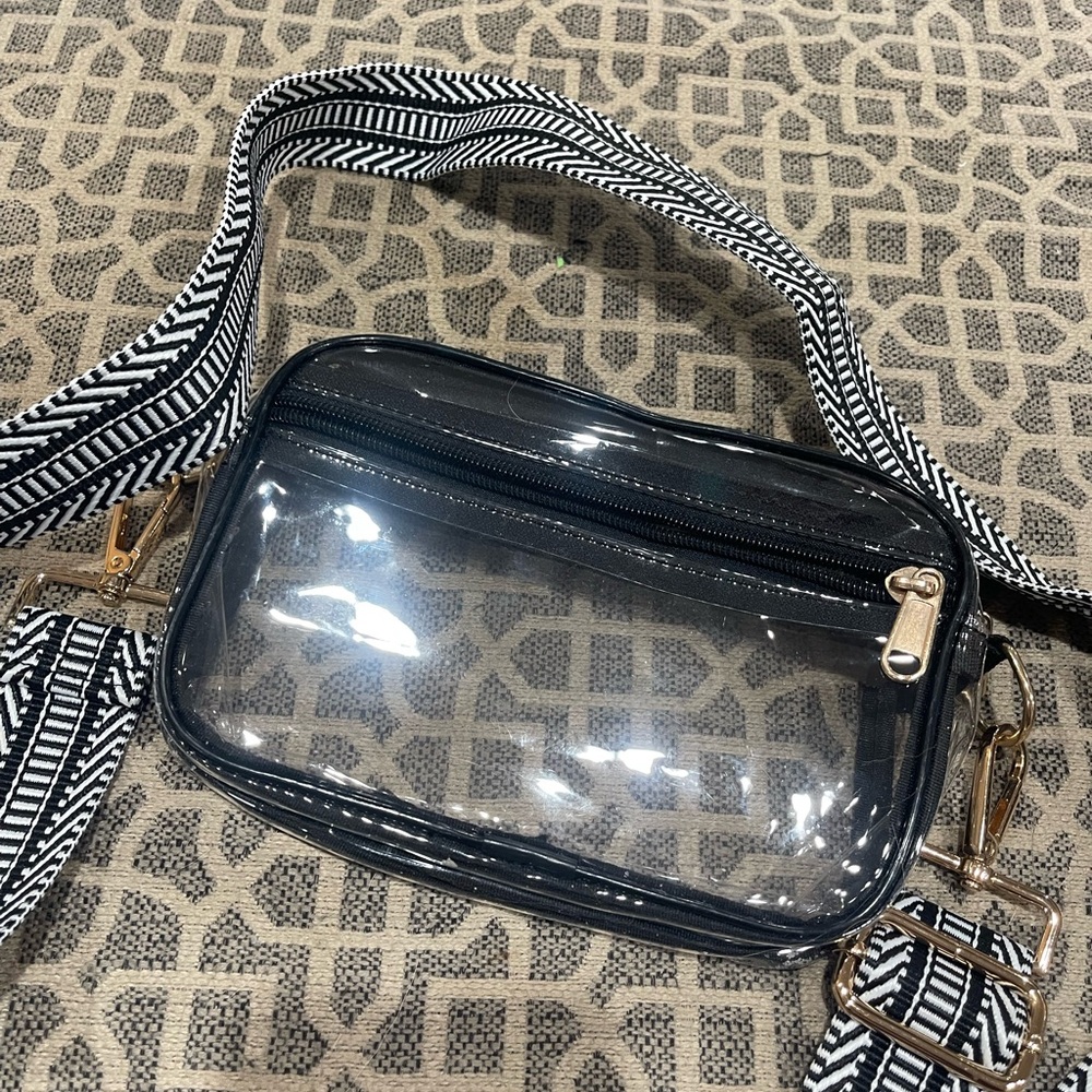 Transparent Crossbody Bag with Black Accents